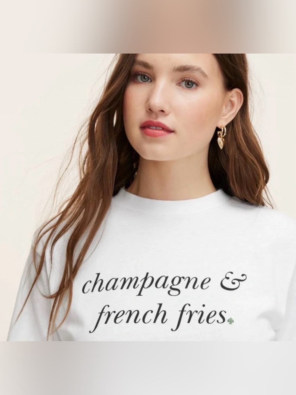 KATE SPADE NEW YORK X TARGET CHAMPAGNE & FRENCH FRIES WHITE T-SHIRT XS